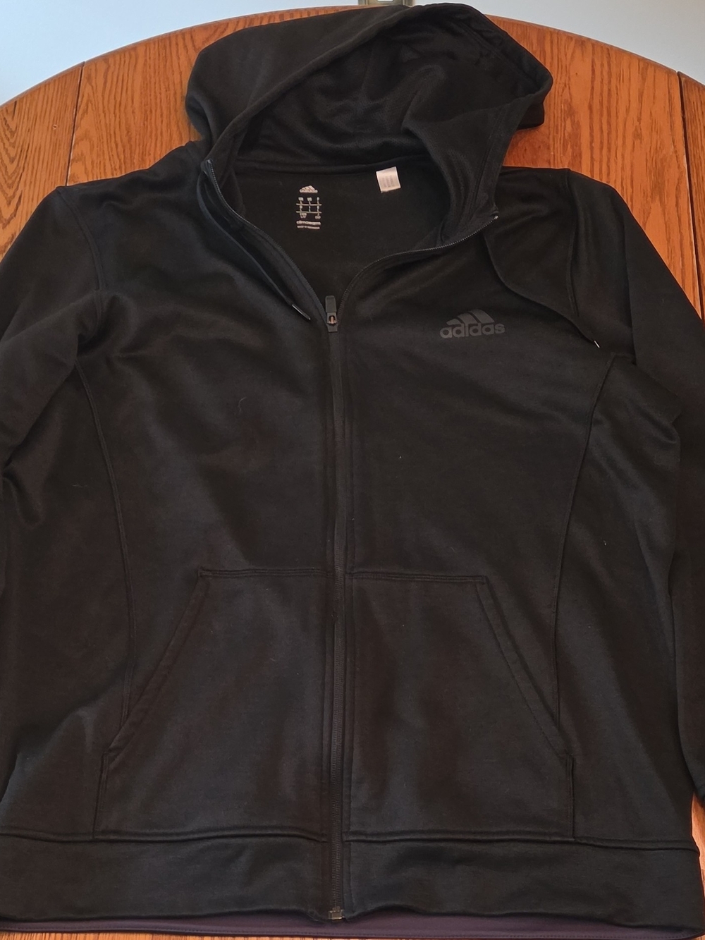 adidas Black Full-Zip Hooded Performance Jacket